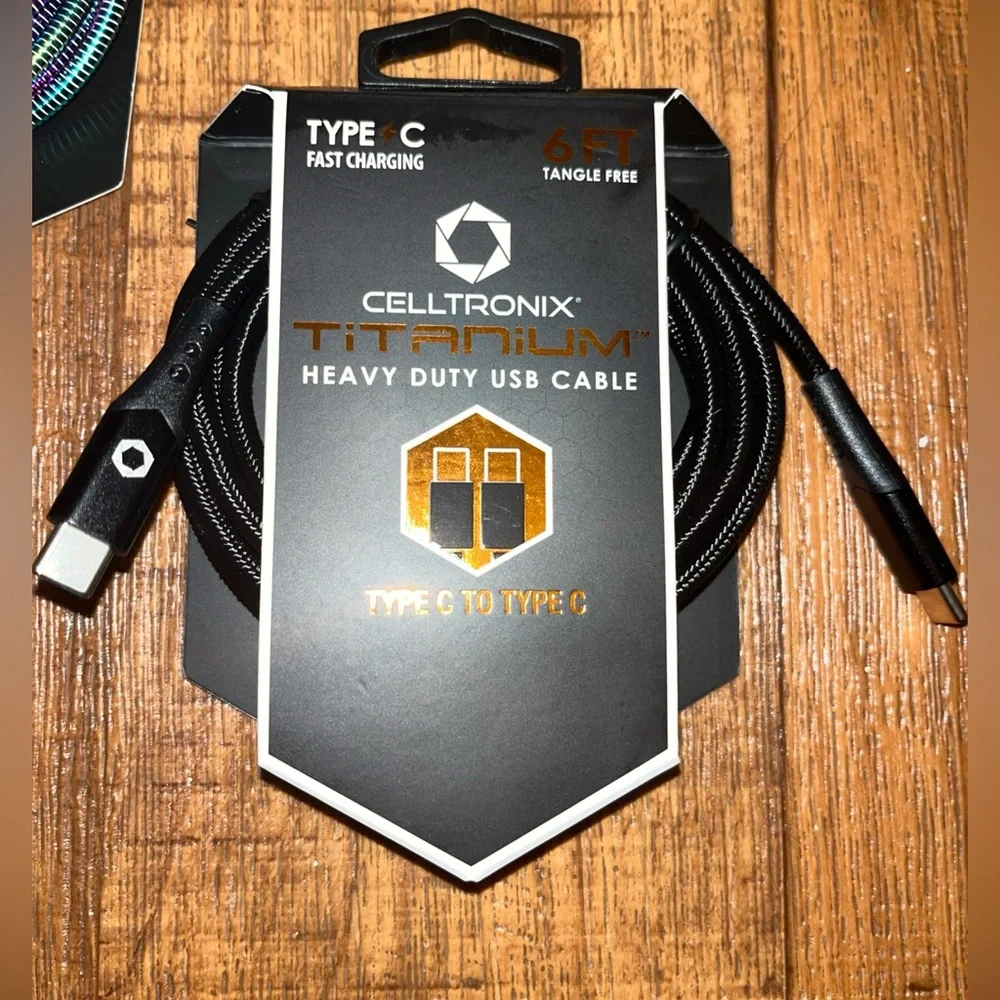TITANIUM 6FT Tangle Free Heavy Duty USB Cable C 2 C Connector Fast Charging